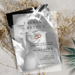 Modern Chic Ultra Minimalist Typography Wedding Vellum Invitations