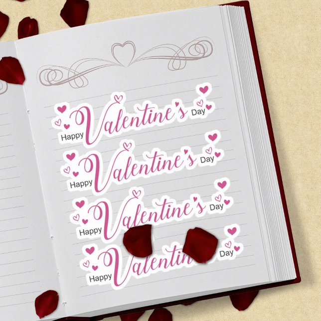 Modern Chic Valentines Day Pink Script Hearts (Creator Uploaded)