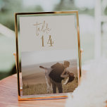 Modern Chic Vintage Gold 5x7" Photo Table Numbers<br><div class="desc">These modern chic vintage gold 5x7" photo table numbers are perfect for a simple wedding. The neutral boho design features rustic unique and stylish bohemian typography in a minimal gold and ivory cream colour. The card prints on the front and back (double-sided). Personalise each card with a different engagement or...</div>