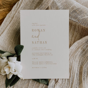 Modern Chic Vintage Gold Casual Wedding Invitation