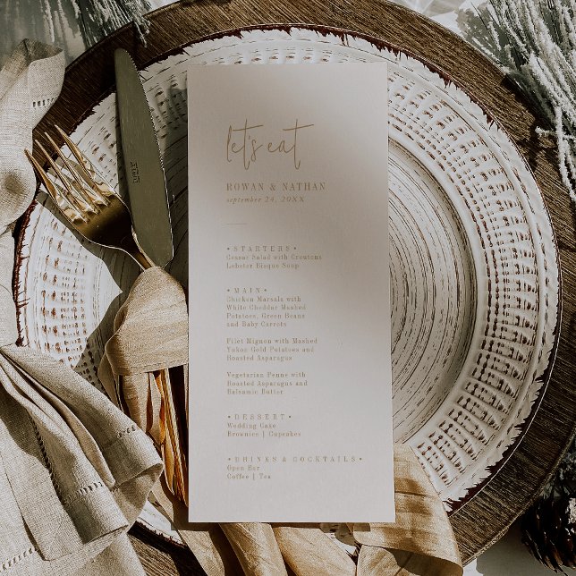Modern Chic Vintage Gold Let's Eat Wedding Menu (Creator Uploaded)