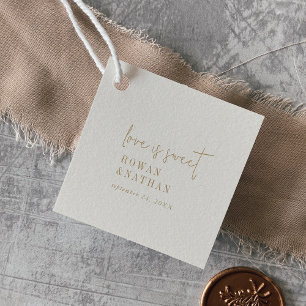 Modern Chic Vintage Gold Love is Sweet Wedding Favour Tags