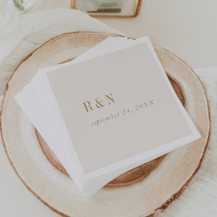 Modern Chic Vintage Gold Monogram Wedding Napkin