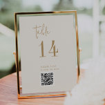 Modern Chic Vintage Gold QR Code Table Number<br><div class="desc">This modern chic vintage gold QR code table number is perfect for a simple wedding. The neutral boho design features rustic unique and stylish bohemian typography in a minimal gold and ivory cream colour. The card prints on the front and back (double-sided). Use the bar code to link to your...</div>