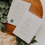 Modern Chic Vintage Gold Weekend Events QR Wedding Invitation<br><div class="desc">This modern chic vintage gold weekend events QR wedding invitation is perfect for a simple wedding. The neutral boho design features rustic unique and stylish bohemian typography in a minimal gold and ivory cream colour. Save paper by including the weekend schedule of events on the back of the wedding invitation...</div>