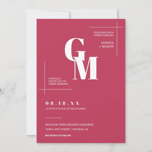 Modern Chic Viva Magenta Wedding QR Code Photo Invitation (Front)