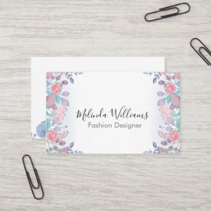 Modern Chic Watercolor Blue Hydrangeas Floral Business Card