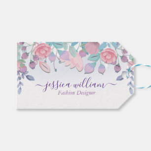 Modern Chic Watercolor Blue Hydrangeas Floral Gift Tags