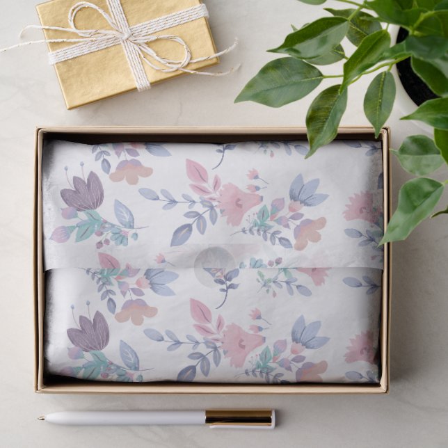 Modern Chic Watercolor Blue Hydrangeas Floral   Tissue Paper (Gift)