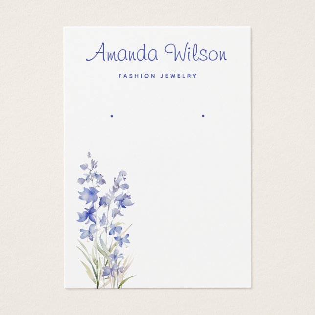 Modern chic watercolor floral earring display card (Front)