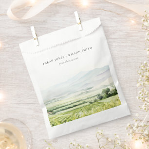 Modern Chic Watercolor Vineyard Landscape Wedding Favour Bags