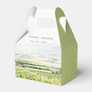 Modern Chic Watercolor Vineyard Landscape Wedding Favour Box