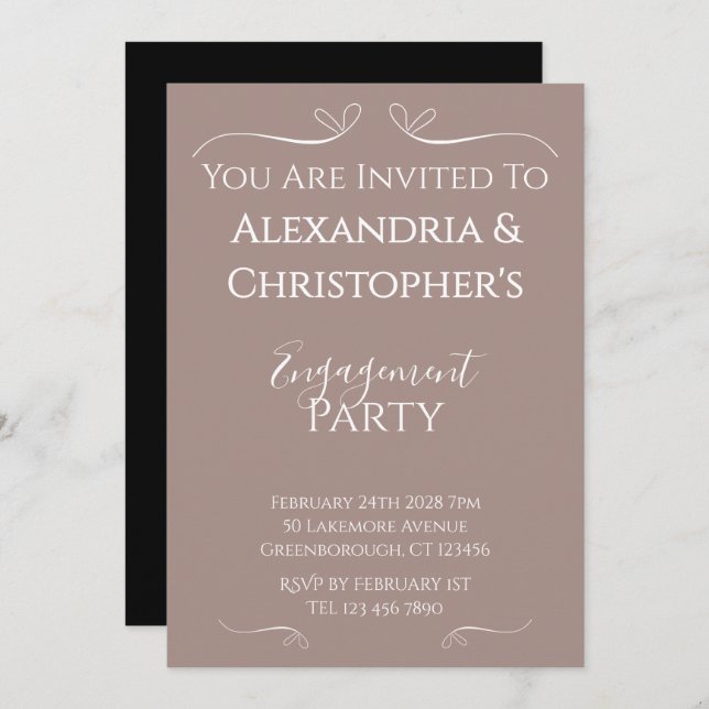 Modern Chic Wedding Engagement Party Invitation (Front/Back)