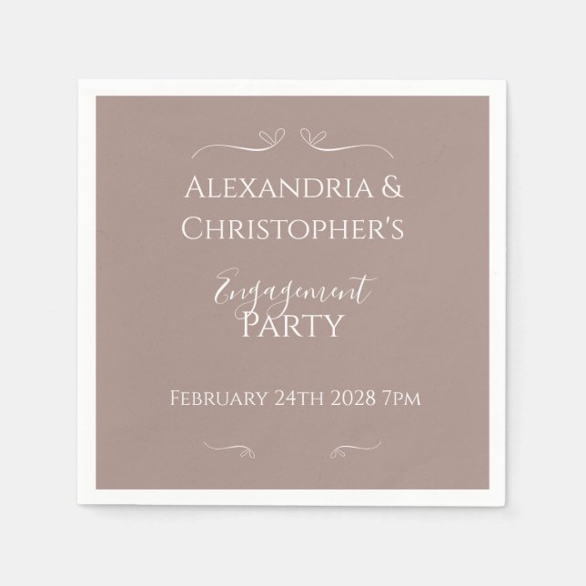 Modern Chic Wedding Engagement Party Napkin (Front)