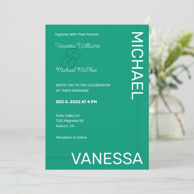 Modern Chic Wedding  Invitation (Standing Front)