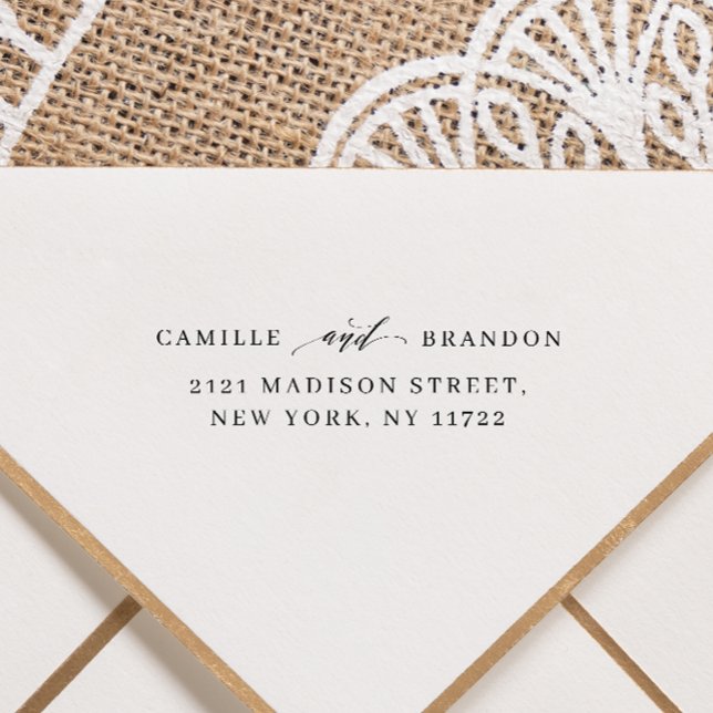 Modern Chic Wedding Return Address Script Self-inking Stamp (Creator Uploaded)