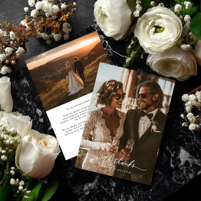 Modern Chic Wedding Thank You Card - With Thanks (Creator Uploaded)