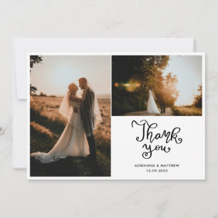 Modern Chic Wedding Thank You Script Photo  Card