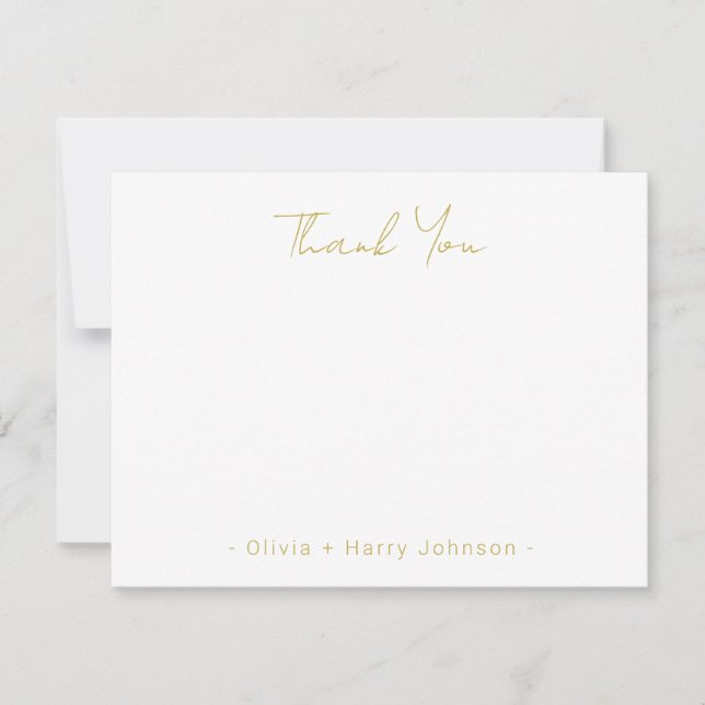 Modern Chic Wedding Thank You White Flat Note Card (Front)