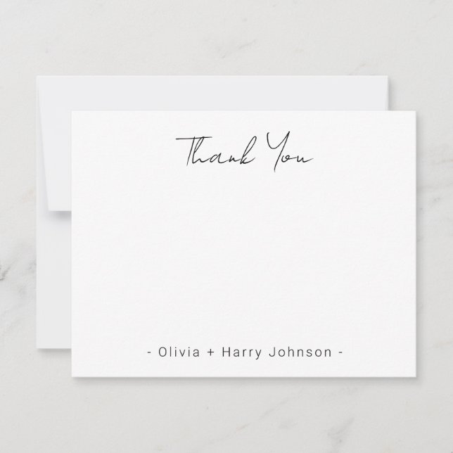 Modern Chic Wedding Thank You White Flat Note Card (Front)
