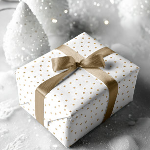Modern Chic White Faux Gold Stripe, Chevron & Dots Wrapping Paper Sheet