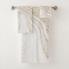 Modern chic white marble faux gold glitter