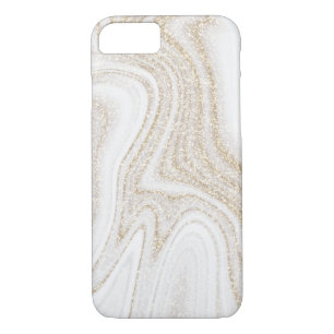 Modern chic white marble gold glitter Case-Mate iPhone case