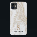 Modern chic white marble gold glitter monogram Case-Mate iPhone case<br><div class="desc">Modern chic white marble gold glitter monogram  iPhone 11 Case</div>