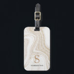 Modern chic white marble gold glitter monogram luggage tag<br><div class="desc">Modern chic white marble gold glitter monogram luggage tag</div>