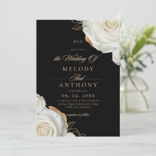 Modern Chic White Rose Wedding Invitation