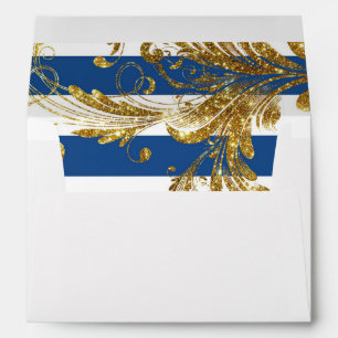 MODERN Chic Wide Stripes w Glitter Scroll Flourish Envelopes