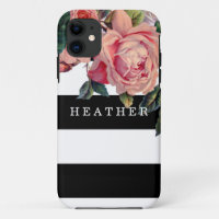 MODERN Chic Wide Stripes w Roses, Save the Date