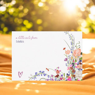 Modern chic wild flowers script bridal shower card