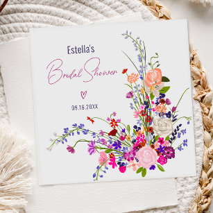 Modern chic wild flowers script bridal shower napkin