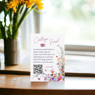 Modern chic wild flowers script fund graduation  enclosure card