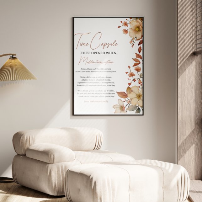 Modern Chic Wildflower 1st Birthday Girl Poster (Creator Uploaded)