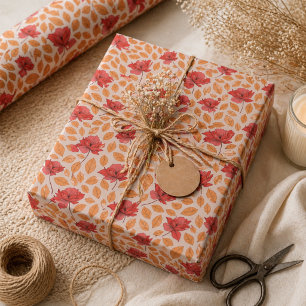 Modern Chic Wildflower 1st Birthday Girl Wrapping Paper