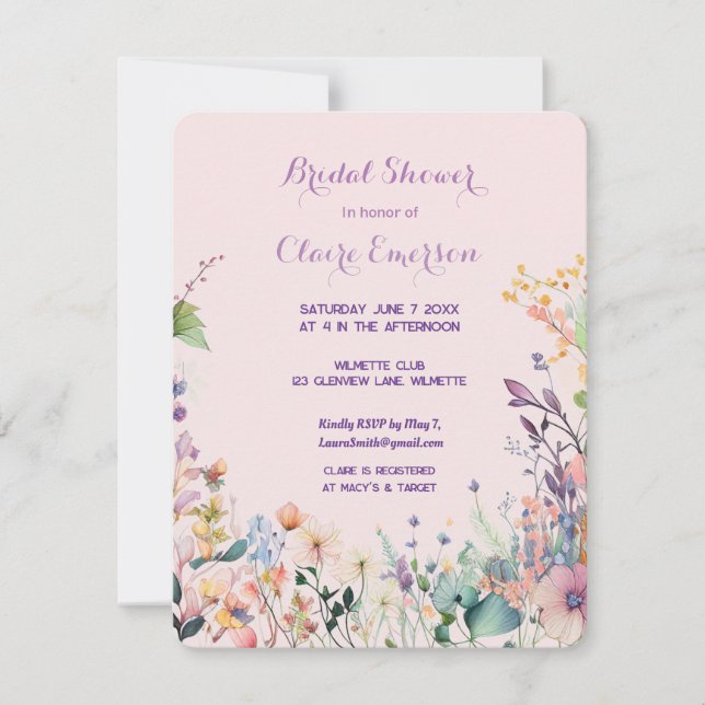 Modern Chic Wildflower Bridal Shower Invitation (Front)