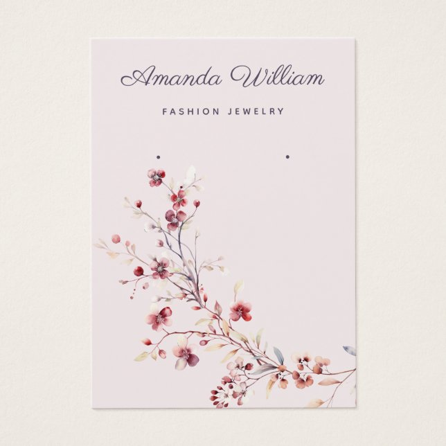 Modern chic wildflower floral earring display card (Front)