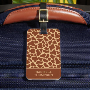 Modern Chic Wildlife Giraffe Print Pattern Travel Luggage Tag