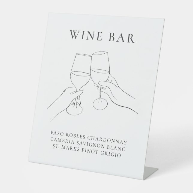 Modern Chic Wine Bar Pedestal Sign (Front)