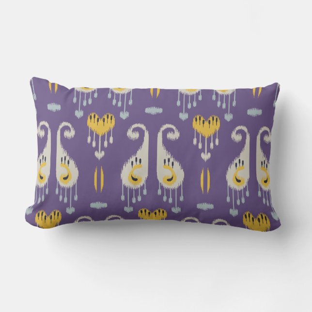 Modern chic yellow and purple ikat pillow (Front)