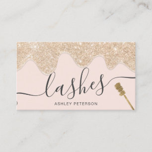 Modern chic yellow gold drips lashes brush pink business card