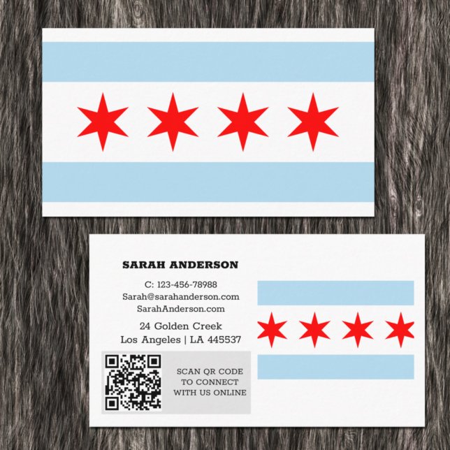 Modern Chicago Business Card, Chicago Flag / USA Business Card (Creator Uploaded)