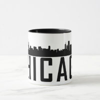Modern Chicago City Panoramic Skyline Silhouette