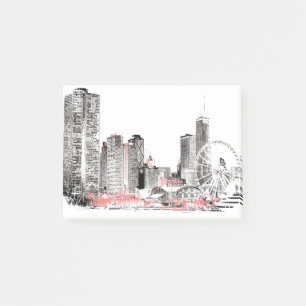 Modern Chicago Skyline Post-it Notes