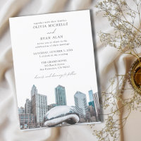 Modern Chicago Wedding Skyline Black & White