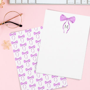 Modern Chick Watercolor Bow Monogram Card