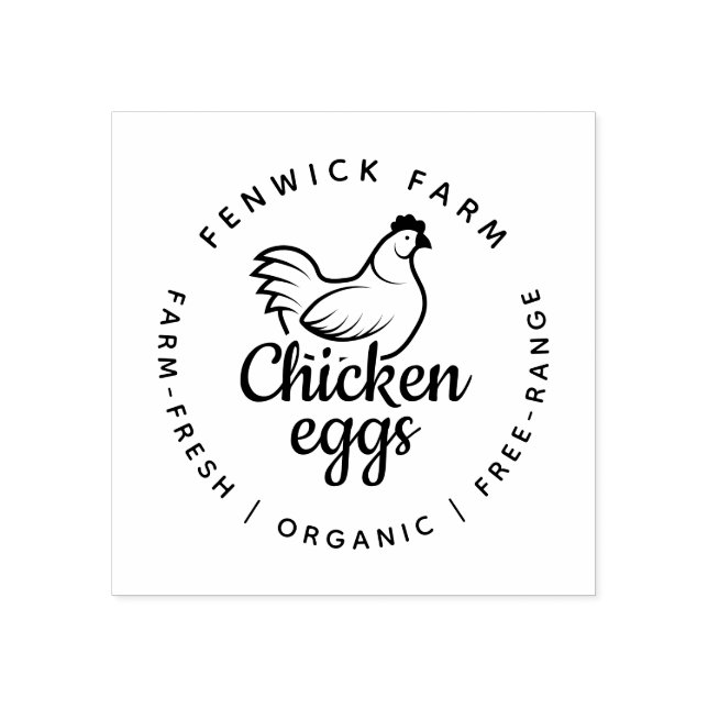 Modern Chicken Egg Farm Custom Small Business Logo Rubber Stamp (Imprint)