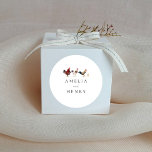 Modern Chicken Wedding Favour Classic Round Sticker<br><div class="desc">Modern and rustic botanical theme wedding favour sticker featuring watercolor illustration of chickens and chick. Customise this product by adding the couple's name below.</div>